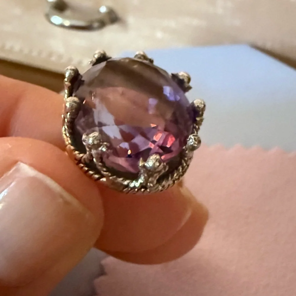 Sterling silver faceted amethyst ring size 6 - Picture 4 of 5